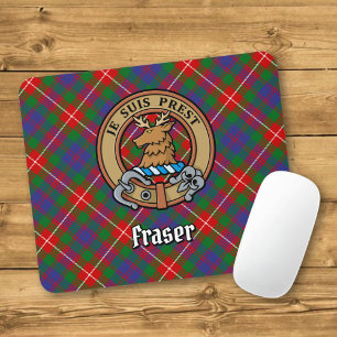 Clan Fraser van Lovat Crest over Tartan Muismat