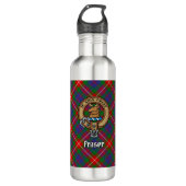 Clan Fraser van Lovat Crest over Tartan Waterfles (Voorkant)