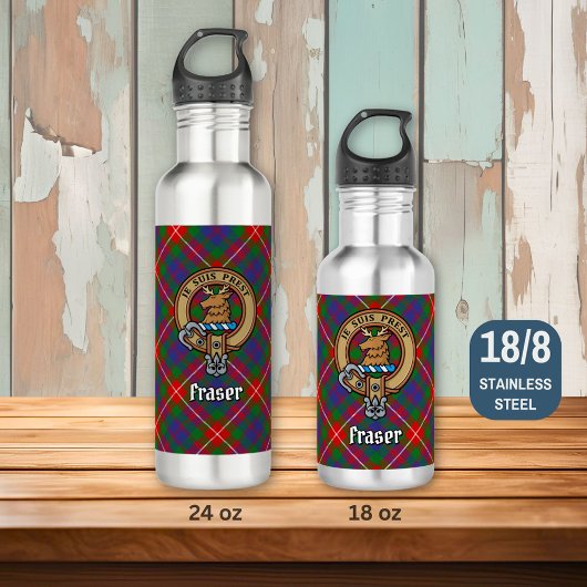 Clan Fraser van Lovat Crest over Tartan Waterfles