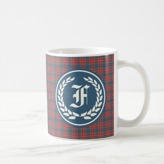 Clan Fraser van Lovat Oude Tartan Monogram Koffiemok (Rechts)
