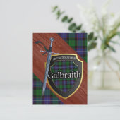 Clan Galbraith Tartan Sword & Shield Briefkaart (Staand voorkant)