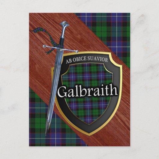 Clan Galbraith Tartan Sword & Shield Briefkaart (Voorkant)