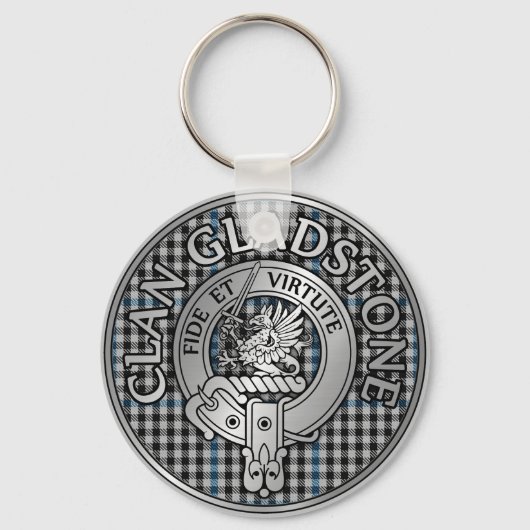 Clan Gladstone Crest & Tartan Sleutelhanger (Voorkant)