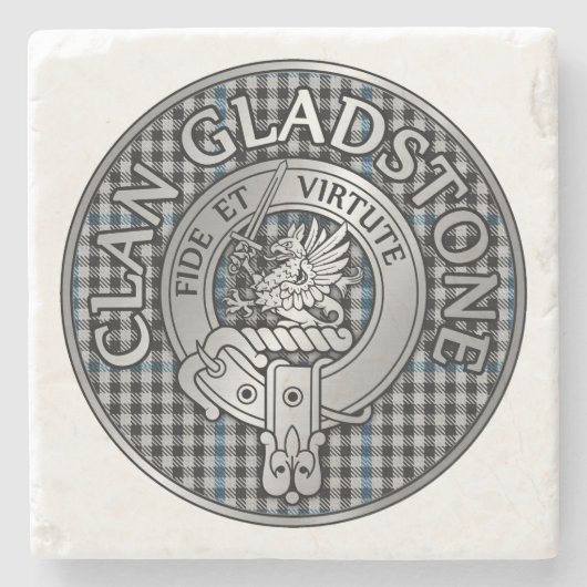Clan Gladstone Crest & Tartan Stenen Onderzetter (Voorkant)