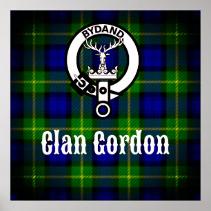 Clan Gordon Crest en Tartan Poster