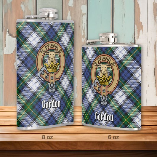 Clan Gordon Crest over Dress Tartan Heupfles