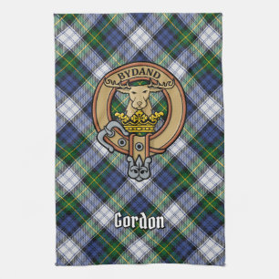 Clan Gordon Crest over Dress Tartan Kitchen Towel Theedoek