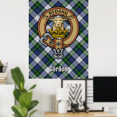 Clan Gordon Crest over Dress Tartan Poster (Thuiskantoor)