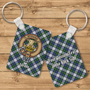 Clan Gordon Crest over Dress Tartan Sleutelhanger