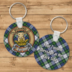 Clan Gordon Crest over Dress Tartan Sleutelhanger
