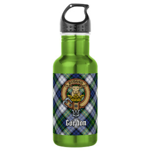 Clan Gordon Crest over Dress Tartan Waterfles