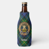 Clan Gordon Crest over Tartan Bottle Cooler (Fles Voorkant)