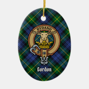 Clan Gordon Crest over Tartan Keramisch Ornament