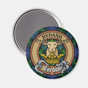Clan Gordon Crest over Tartan Magneet