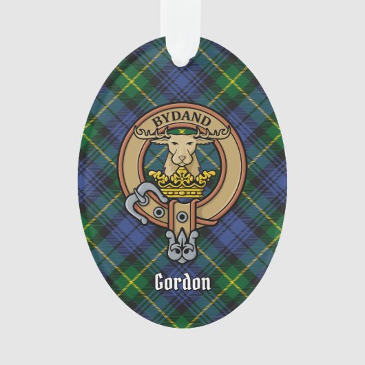 Clan Gordon Crest over Tartan Ornament (voorkant)