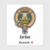 Clan Gordon Crest over Tartan Sticker (Vel)