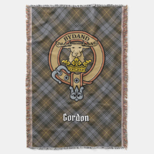 Clan Gordon Crest over verweerde tartan Deken