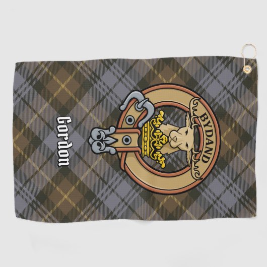 Clan Gordon Crest sur la serviette de golf Tartan  (Horizontal)