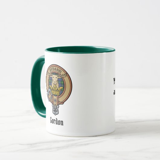 Clan Gordon Crest sur Tartan Mug (Devant gauche)