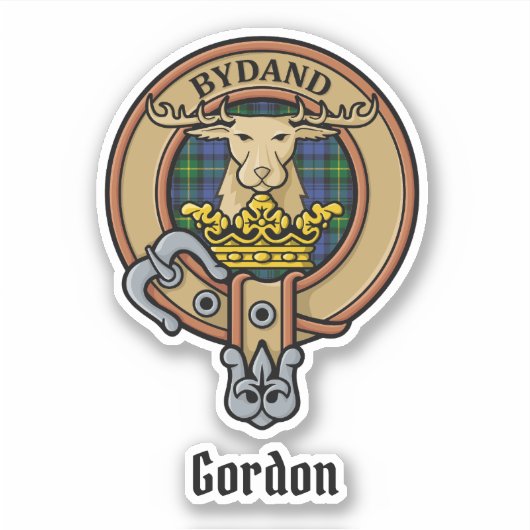 Clan Gordon Crest sur Tartan Sticker (Devant)