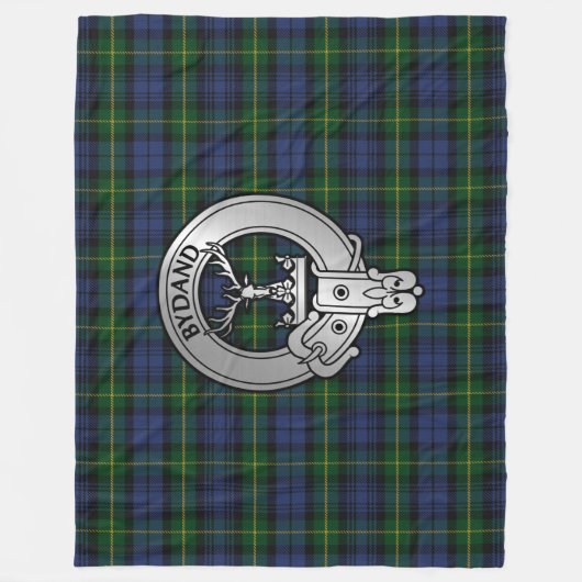 Clan Gordon Crest & Tartan Fleece Blanket (Voorkant)