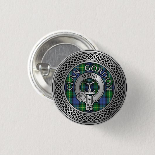 Clan Gordon Crest & Tartan Knot Button (Voorkant /achterkant)