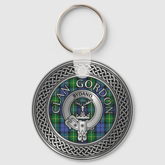 Clan Gordon Crest & Tartan Knot Sleutelhanger (Voorkant)