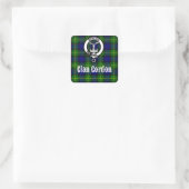 Clan Gordon Tartan Crest Vierkante Sticker (Tas)