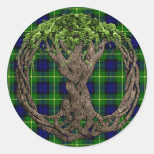 Clan Gordon Tartan en de Keltische boom van het le Ronde Sticker