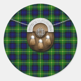 Clan Gordon Tartan en Sporran Ronde Sticker