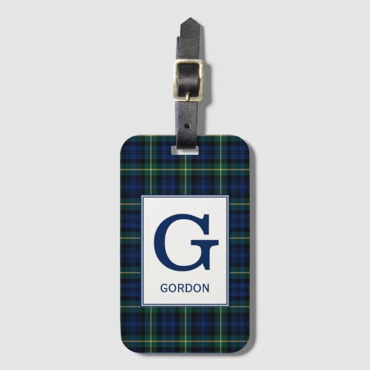 Clan Gordon Tartan Monogrammed Bagagelabel (Voorkant (verticaal))