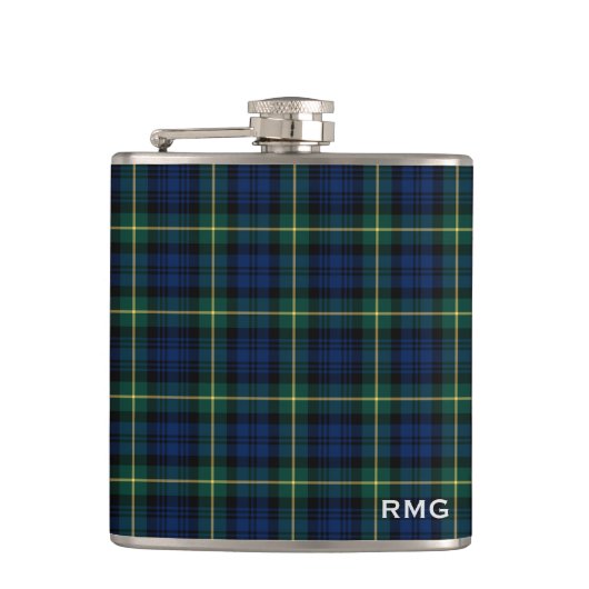 Clan Gordon Tartan Monogrammed Heupfles (Voorkant)