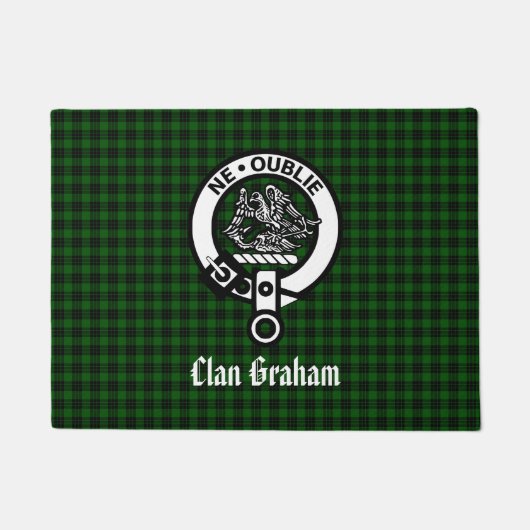 Clan Graham Crest en Tartan Deurmat (Voorkant)