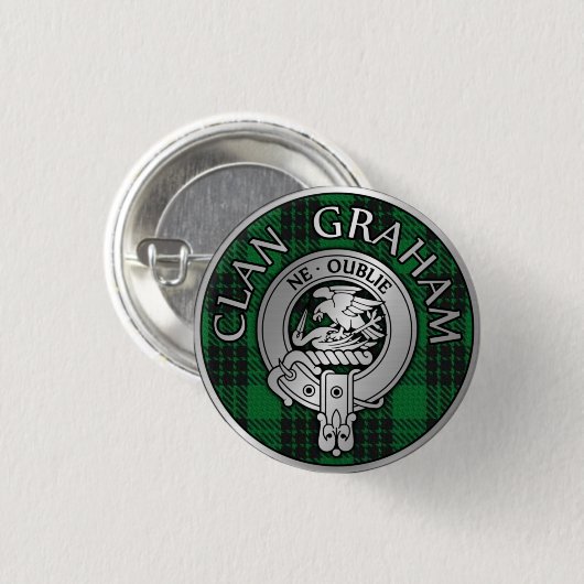 Clan Graham Crest en Tartan Ronde Button 3,2 Cm (Voorkant /achterkant)