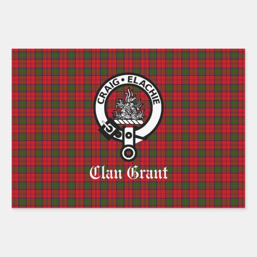 Clan Grant Crest Badge en Tartan Inpakpapier Vel (Voorkant 3)