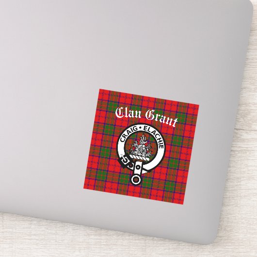 Clan Grant Crest Badge & Tartan Sticker (Detail)