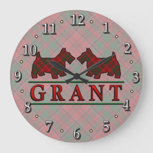 Clan Grant Tartan Scottie Dogs Clock Grote Klok