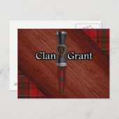 Clan Grant Tartan Sgian Dubh Blade Briefkaart (Voorkant / Achterkant)