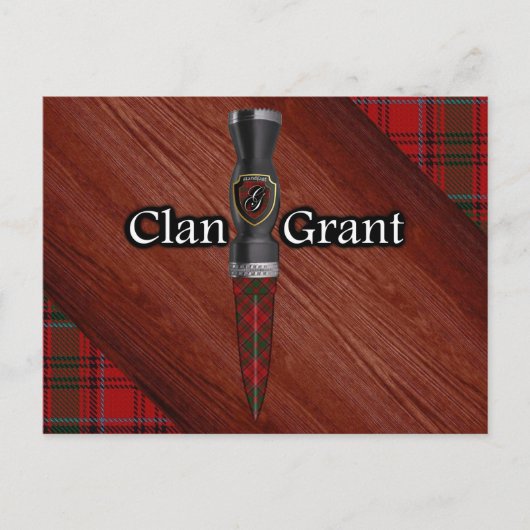 Clan Grant Tartan Sgian Dubh Blade Briefkaart (Voorkant)