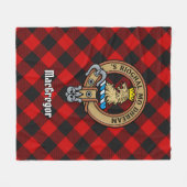 Clan Gregor Crest over Rob Roy Tartan Fleece Deken (Voorkant (Horizontaal))
