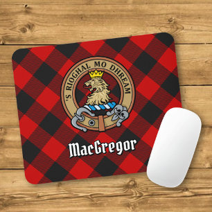 Clan Gregor Crest over Rob Roy Tartan Muismat