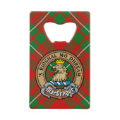 Clan Gregor Crest over Tartan Kredietkaart Flessenopener (Voorkant)