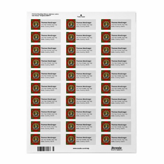 Clan Gregor Tartan Étiquette (Feuille entière)