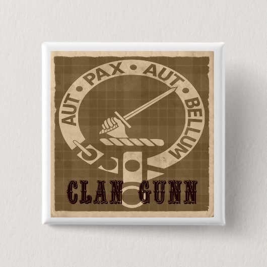 Clan Gunn Creast Sepia Square Button (Voorkant)