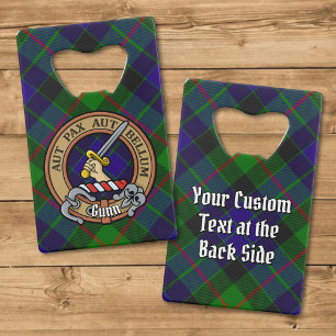 Clan Gunn Crest over Tartan Kredietkaart Flessenopener