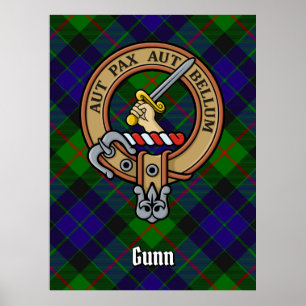 Clan Gunn Crest over Tartan Poster