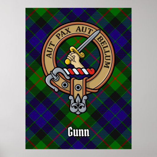 Clan Gunn Crest over Tartan Poster (Voorkant)