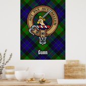 Clan Gunn Crest over Tartan Poster (Keuken)