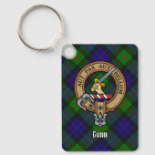 Clan Gunn Crest over Tartan Sleutelhanger (Voorkant)