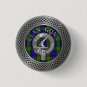 Clan Gunn Crest & Tartan Knot Button (Voorkant)